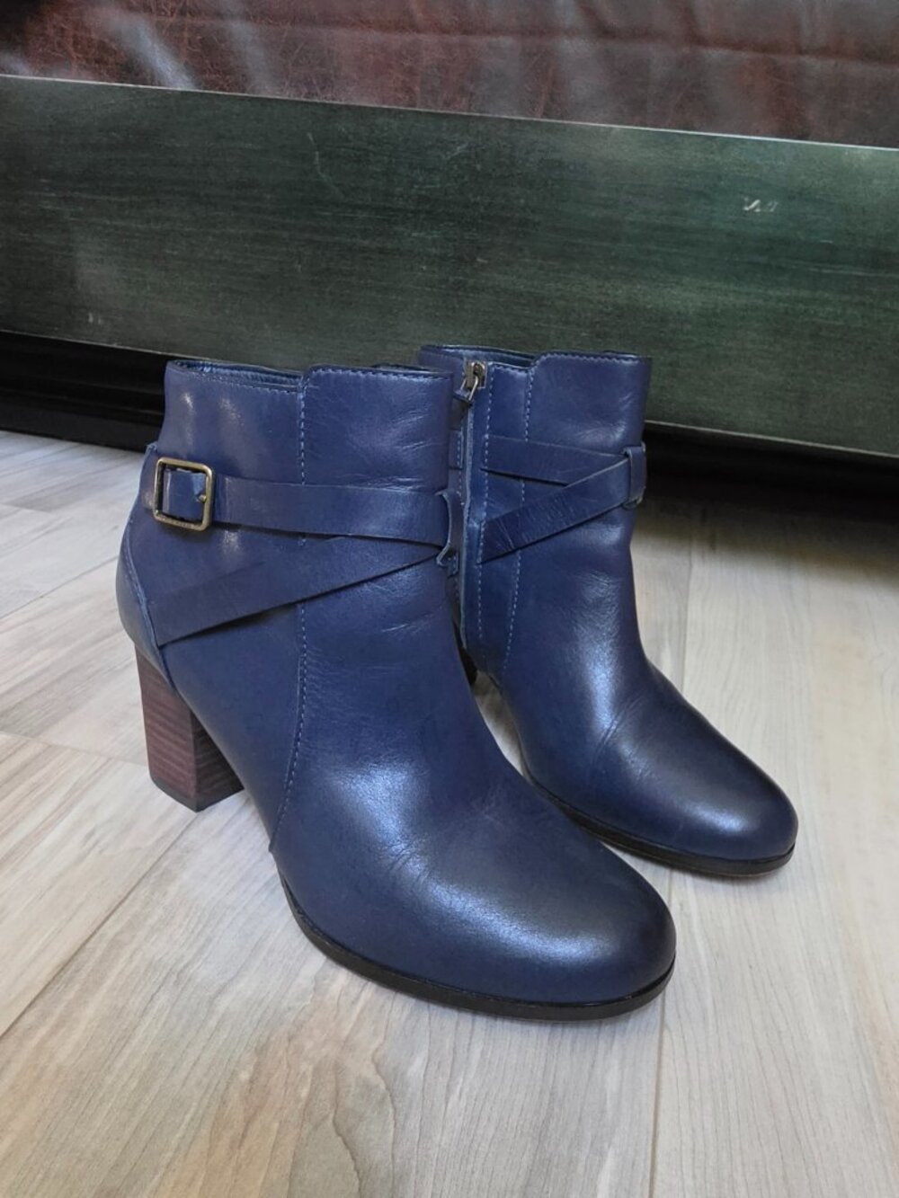 Cole Haan Navy Leather Booties
